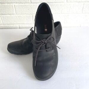 Merrell Women's 8.5 Black Leather Comfort Wedge Oxfords Lace-Up Everyday Shoe